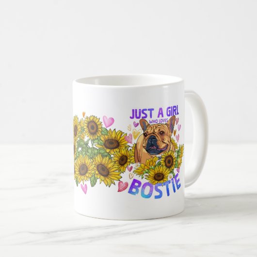 Mug Cute Boston Terrier Amoureux des chiens floral de  (Devant droit)