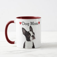 Cute Boston Terrier Coeur Chien Maman Chiot