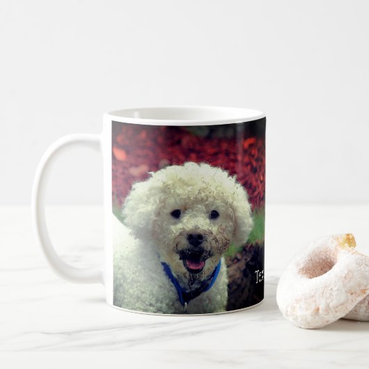Mug Cute boueux face poodle personnalisé (Avec donut)