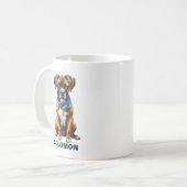 Mug Cute Boxer portant une écharpe personnalisée (Devant gauche)