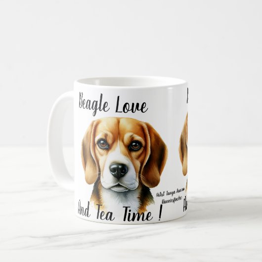 Mug Cute Browns '' Beagle And Tea'' (Devant gauche)