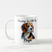 Mug Cute BROWNS/ Blancs Beagle de thé du matin (Gauche)