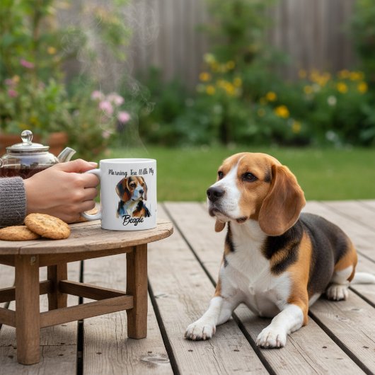 Mug Cute BROWNS/ Blancs Beagle de thé du matin