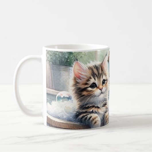 Mug Cute Bubbly Kitten Temps de bain (Gauche)