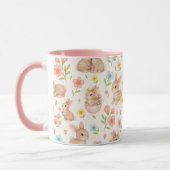 Mug Cute Bunnies and Flowers Pattern (Gauche)