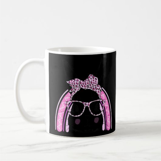 Mug Cute Bunny Face léopard arc-en-ciel Cravate Pâques (Gauche)