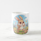 Mug Cute Bunny Hopping in a Flower Field (Centre)