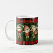 Mug Cute Busy Elves Christmas Green Plaids (Gauche)
