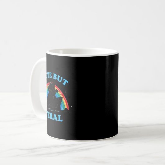 Mug Cute But Feral Raccoon With Rainbow Funny Raccoon (Devant gauche)