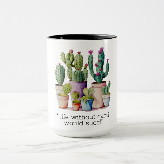 Mug Cute cactus en pot aquarelle (Centre)
