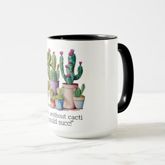 Mug Cute cactus en pot aquarelle (Devant droit)