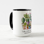 Mug Cute cactus en pot aquarelle (Devant gauche)