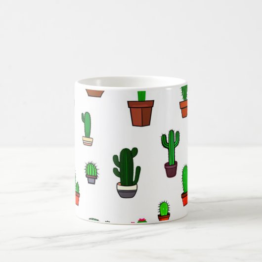 Mug Cute Cactus illustrations Pattern White (Centre)