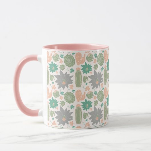 Mug Cute Cactus rose vert gris Succulent (Gauche)