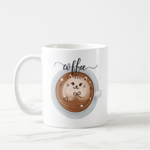 Mug Cute café avec chat Latte Nom personnalisé