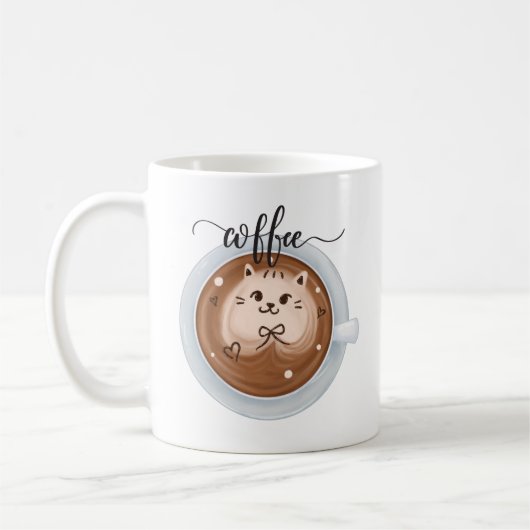 Mug Cute café avec chat Latte Nom personnalisé (Gauche)
