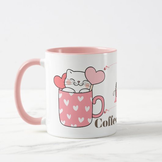 Mug Cute café et chats Monogramme à thème Personnalisé (Gauche)