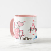 Mug Cute café et chats Monogramme à thème Personnalisé (Devant gauche)