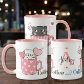 Mug Cute café et chats Monogramme à thème Personnalisé