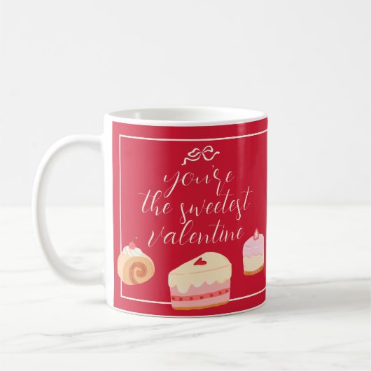 Mug Cute Cakes Photo Sweetest Valentine Bow Love Red (Gauche)