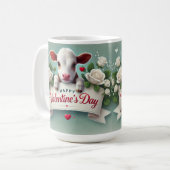 Mug Cute Calf tenant la bannière de voeux de la Saint (Devant gauche)