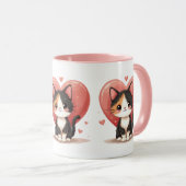 Mug Cute Calico Cat Heart Kawaii Valentine's Art (Devant droit)
