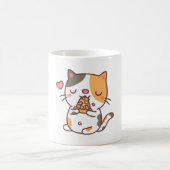 Mug Cute Calico Chat Manger Pizza (Centre)