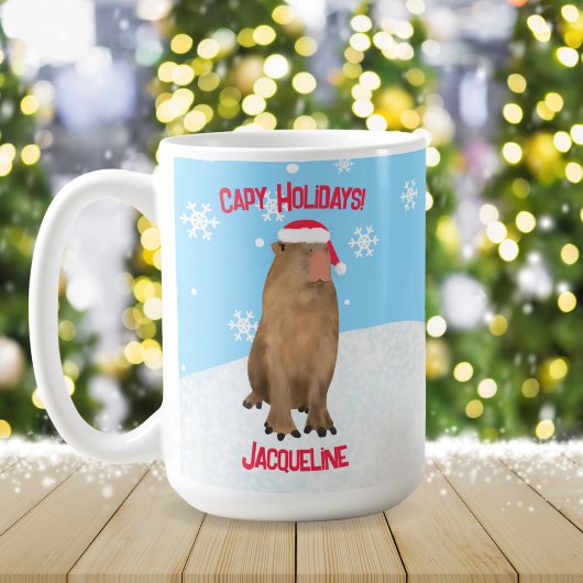 Mug Cute Capybara Capy Vacances Pun Noël