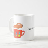 Mug Cute Capybara Christmas Holiday Nom personnalisé (Devant gauche)