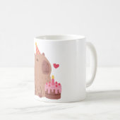 Mug Cute Capybara Et Cake Anniversaire (Devant droit)