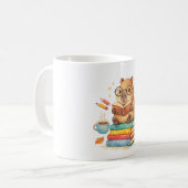 Mug Cute Capybara Reading Books Watercolor  (Devant gauche)