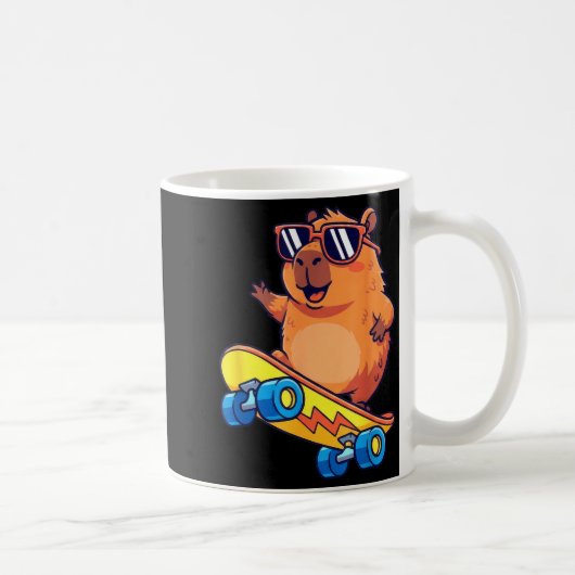 Mug Cute Capybara Skateboarding Chill Animal Lover Art (Droite)