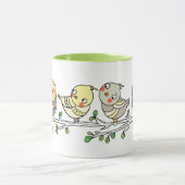 Mug Cute Cartoon Birds Mug, Adorable Bird Illustration (Centre)