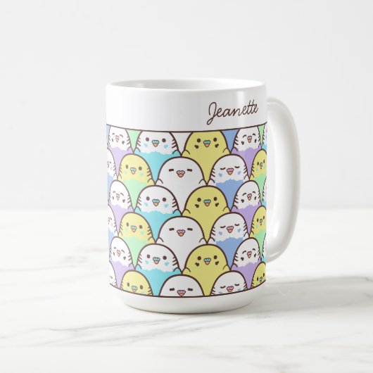Mug Cute Cartoon Budgie Parrot Pattern Name (Devant droit)