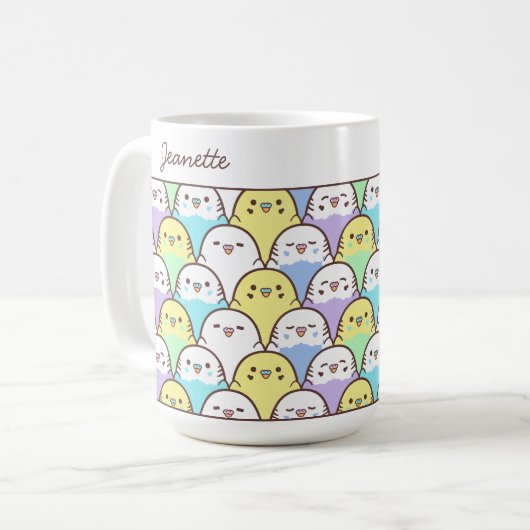Mug Cute Cartoon Budgie Parrot Pattern Name (Devant gauche)