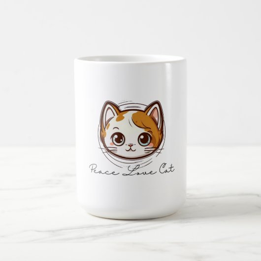 Mug Cute Cartoon Cat Face Illustration (Centre)
