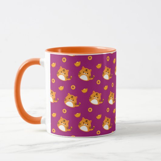 Mug Cute Cartoon Cat Seamless Pattern | Kawaii Orange  (Gauche)