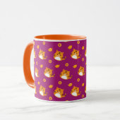 Mug Cute Cartoon Cat Seamless Pattern | Kawaii Orange  (Devant gauche)