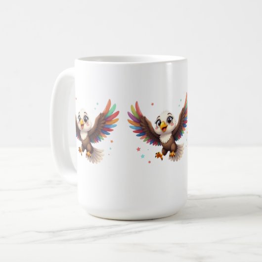 Mug Cute Cartoon Eagle Flying – Friendly Vector Art (Devant gauche)