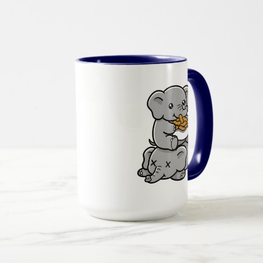 Mug Cute Cartoon Elephants Eating Peanuts Fun Art (Devant droit)