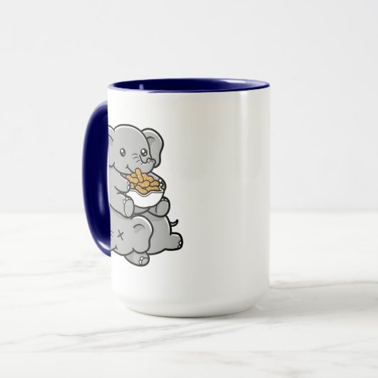 Mug Cute Cartoon Elephants Eating Peanuts Fun Art (Devant gauche)