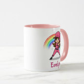 Mug Cute Cartoon Girl Baseball Player in Pink (Devant droit)