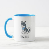 Mug Cute Cartoon Husky Puppy Dog Custom Name (Gauche)