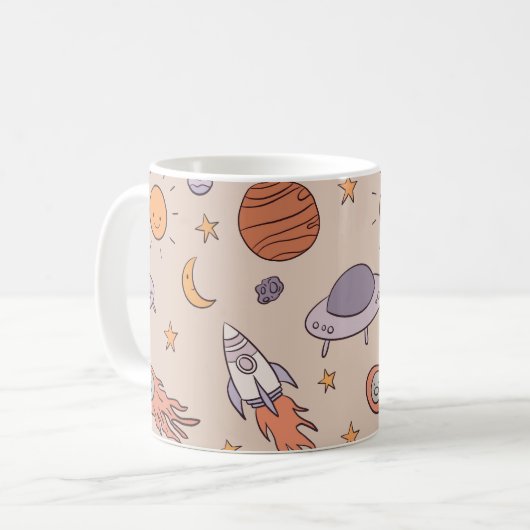Mug Cute Cartoon Outer Space Seamless Pattern Design (Devant gauche)