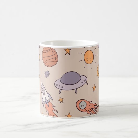 Mug Cute Cartoon Outer Space Seamless Pattern Design (Centre)