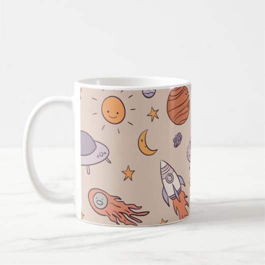 Mug Cute Cartoon Outer Space Seamless Pattern Design (Gauche)
