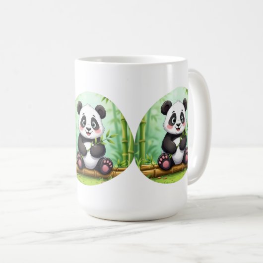 Mug Cute Cartoon Panda on Bamboo Patch (Devant droit)
