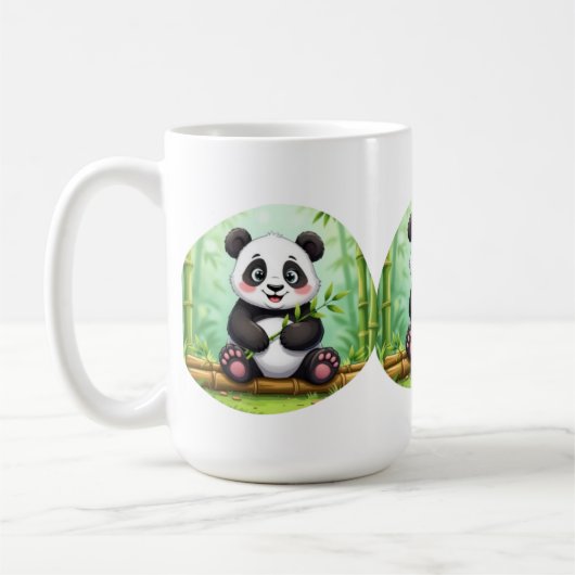 Mug Cute Cartoon Panda on Bamboo Patch (Gauche)