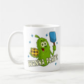 Mug Cute Cartoon Pickle Wanna Play Nom Pickleball (Gauche)