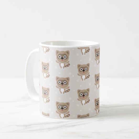 Mug Cute Cartoon Raccoons Winter Pattern (Devant gauche)